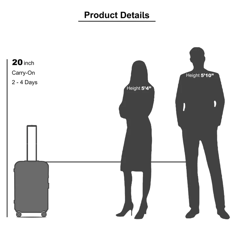 Senator  unisex hard case carry on luggage lightweight pp fashion trolley luggage with 360° degree 4 twin wheel and safe zippers kh1010 green  | Best Price UAE